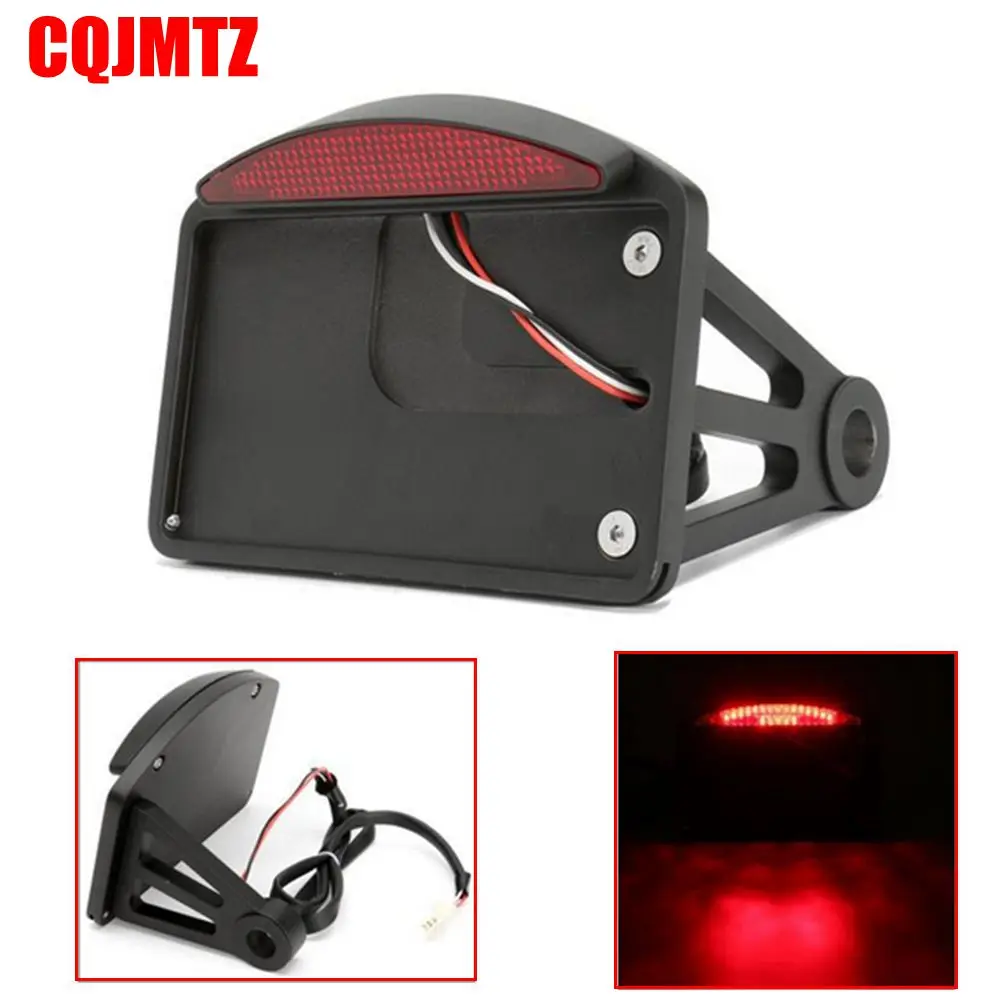 

Black Motorcycle License Plate LED Tail Light Horizontal Side Mount Bracket For Harley