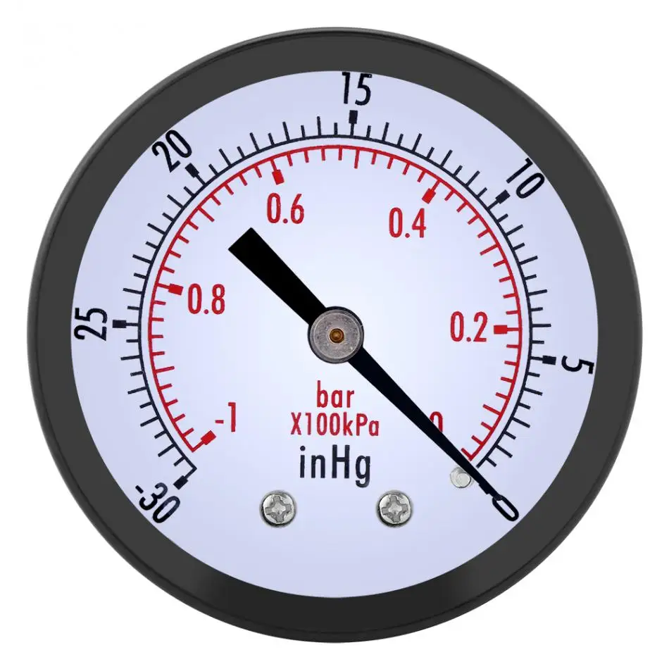 

1PC Mini Dial Air Vacuum Pressure Gauge Meter Manometer 0~-30inHg 0~-1bar 50mm Barometer