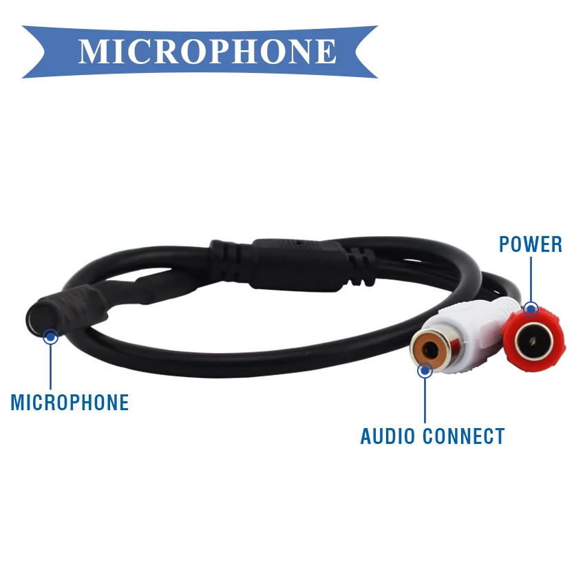 

CCTV White Microphone Audio Pickup Device High Mini Microphone Voice Audio Pickup Device Sound Monitor for Security Cameras