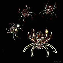 NEW chest Spider 10piece/lot Hot Fix Rhinestones motif crystal Heat Transfer design iron on clothes T Shirt dance dress T-166