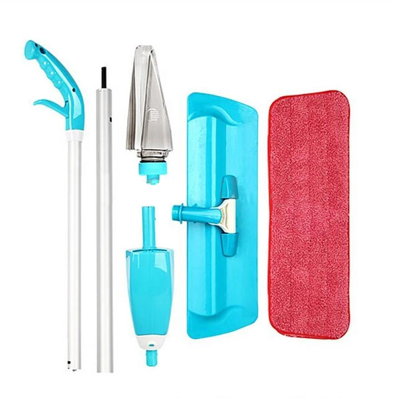 Household Water Spray Flat Mop 360 Spin Head Mop And Red Cleaning Cloth Mop Dry Home Cleaning Tools Mayitr