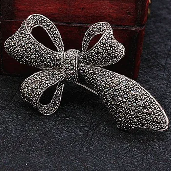 

12pcs/lot Wholesale Gray Rhinestone Bowknot Brooches Jewelry vintage flower brooch pins party Gifts hijab Accessory Hats jewelry