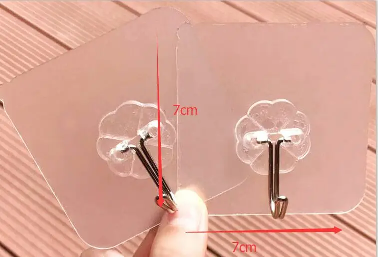 

2pcs Load Bearing 10KG Seamless Adhesive Hook Waterproof Transparent Strong Stick Hook Kitchen Wall Hanger