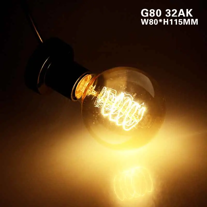 3200LM Эдисон лампы Светильник E27 220V ретро лампы накаливания мощностью 40 Вт ST64 ST58 G80 энергосберегающий светильник для подвесные светильники - Цвет: G80 32AK