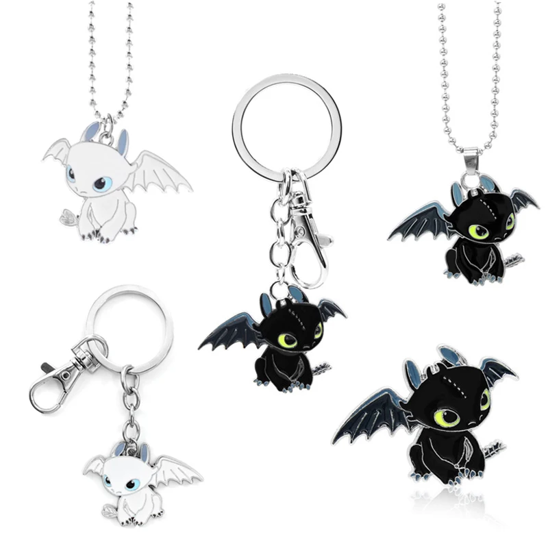 

Hot Movie How to Train Your Dragon 3 Toy Figures Keychain Keyring Toothless Night Fury Light Fury Key Ring Necklace Toys for Kid