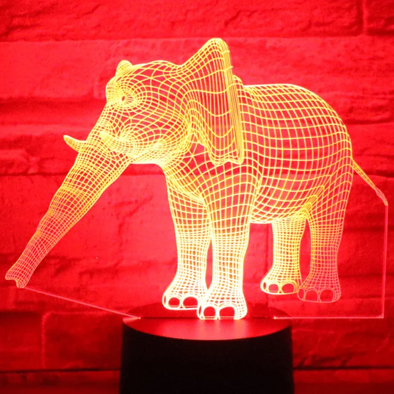 

3D LED Night Lights Elephant with 7 Colors Light for Home Decoration Lamp Amazing Visualization Optical Illusion Awesome