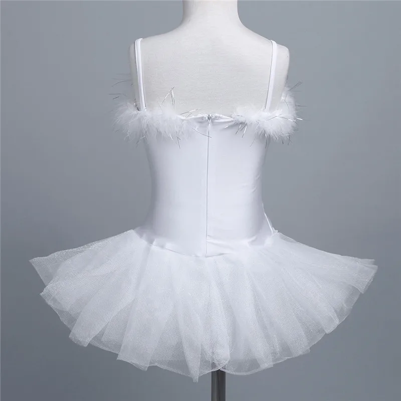 TiaoBug/Белое платье для танцев с лебедем для девочек; Детские Балетные платья-пачки с расшитые блестками и бисером; танцевальный сценический костюм принцессы