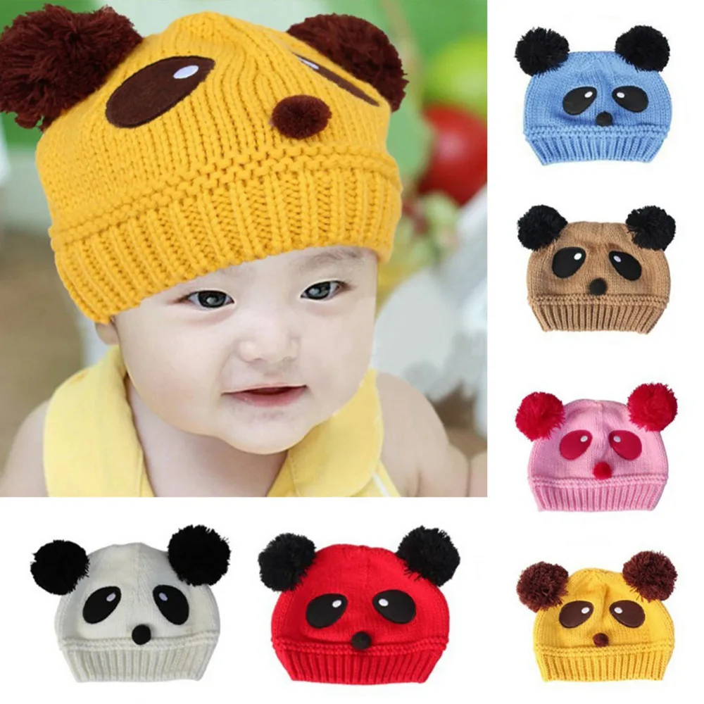 new fashion cute warm baby hats Baby Cartoon Panda Warm Hat Baby Wool