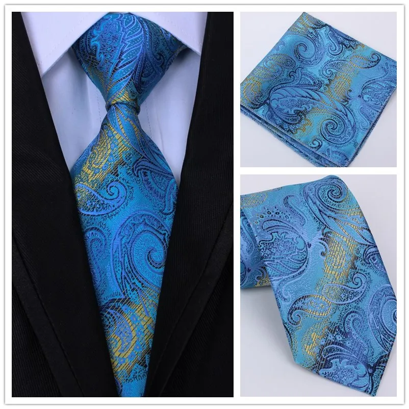 Новые мужские классические зеленые галстуки шелковые Пейсли шеи галстук Hanky квадратный Карманный платок наборы галстук для мужчин Свадебная деловая вечеринка - Цвет: A04