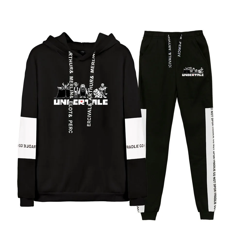 Осень/зима Undertale хип-хоп Undertale толстовки и спортивные штаны мужские комплект из двух предметов с капюшоном бархатный костюм