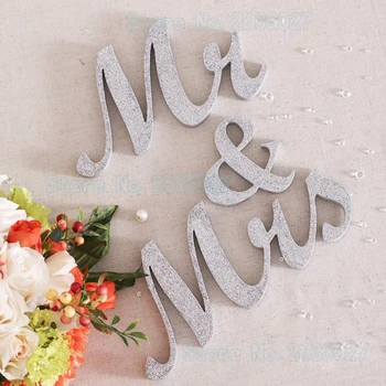 

Silver Glitter Mr and Mrs Wedding Signs for Sweetheart Table Decor Wooden Letters Large Thick Wood Mr & Mrs Sign Set Photo Props