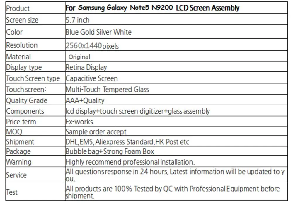 Супер AMOLED lcd Note 5 N9200 N920T N920A N920I дисплей протестированный рабочий сенсорный экран в сборе для samsung Galaxy lcd