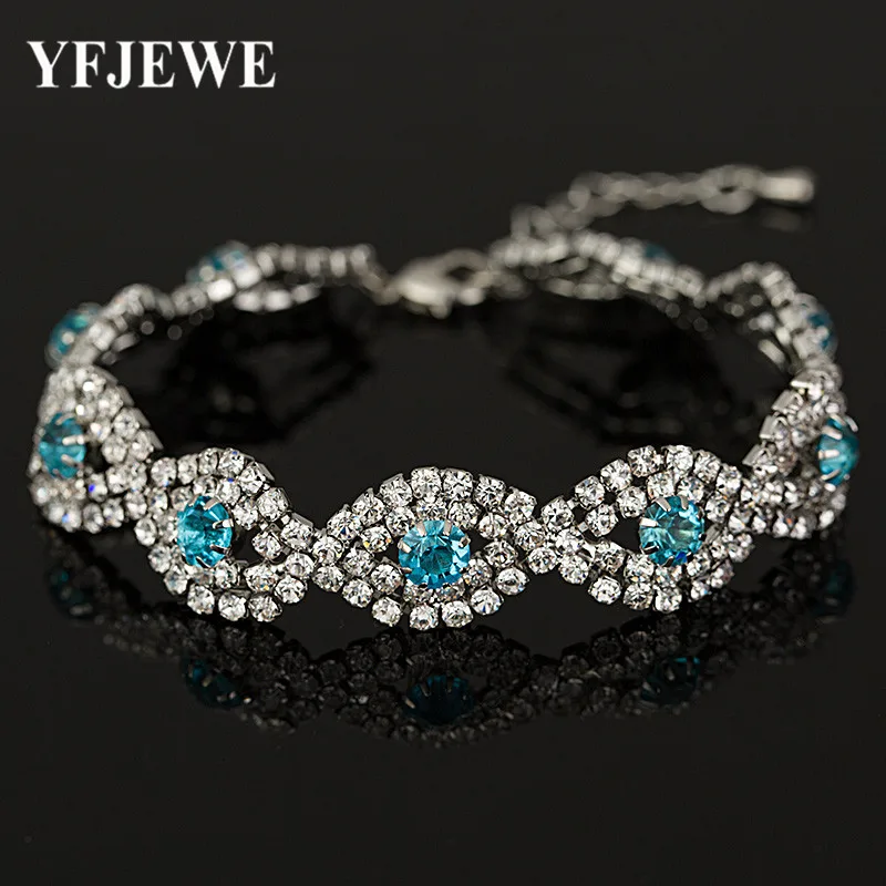 Роскошные браслеты с кристаллами для женщин, серебряные браслеты и браслеты для женщин, свадебные ювелирные браслеты B013