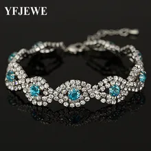 Роскошные браслеты с кристаллами для женщин, серебряные браслеты и браслеты для женщин, свадебные ювелирные браслеты B013