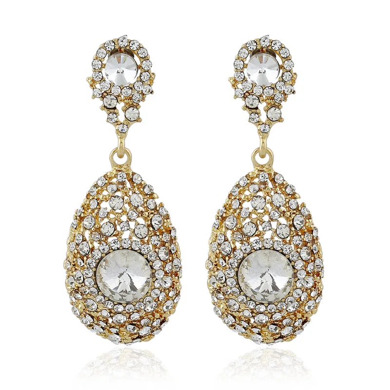 

2019 Rushed Earings Fashion Jewelry Selling Europe And The Sell Like Hot Cakes Crystal Earrings Set Auger Droplets Alloy