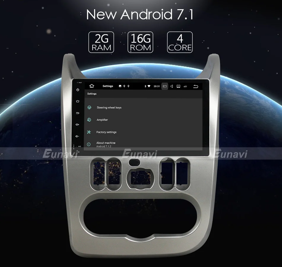 Flash Deal Eunavi Android 7.1 Car Radio GPS Navigation For Renault Logan Sandero Duster 2015 2016 1 Din 9