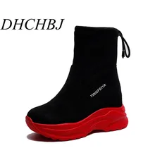 Модная обувь, увеличивающая рост женские ботильоны на высоком каблуке для женщин; сезон осень-зима; резиновые сапоги; женские туфли-лодочки; женская обувь; Размеры 35-39