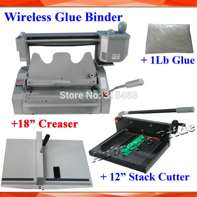 Hot Glue Book Binder Binding Machine +12in A4 Stack Paper Cutter+18in A3  Scoring Creasing Machine Creaser+1lb Glue Pallet - Binding Machine -  AliExpress