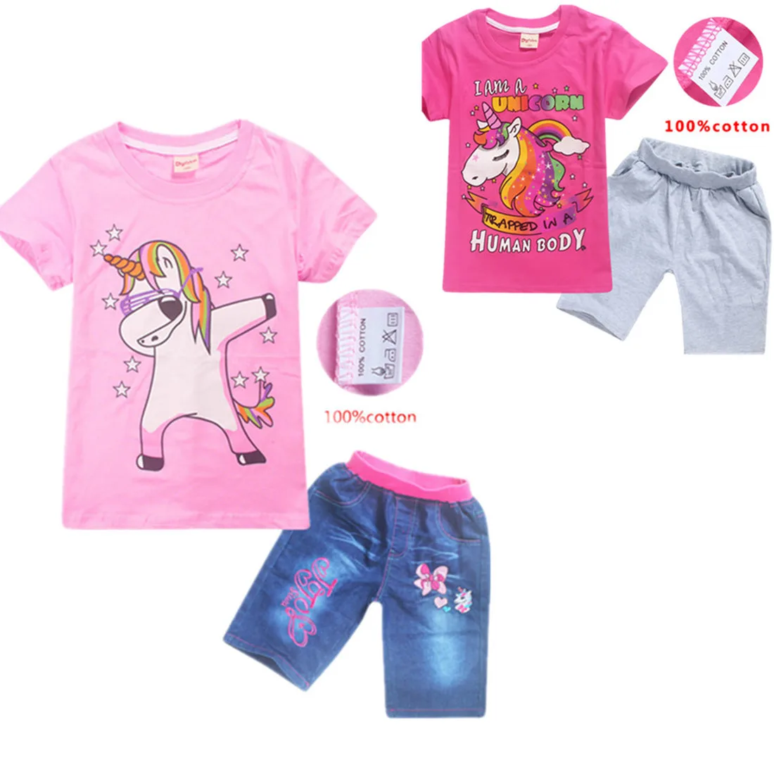 

Children's Dabbing licorn Unicornio Funny Printing Tee Shirts Boy and Girl Summer Unicorn Short Sleeve T-shirts Kids Casual Tops