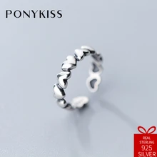 PONYKISS Bohemia стерлингового серебра 925 изменяемый Размер просвета кольцо в форме сердца ювелирные украшения для женщин помолвка креативный подарок