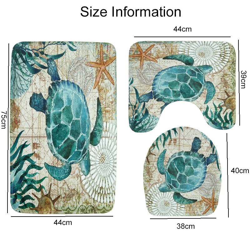 3 pcs عدم الانزلاق حمام الحصير مجموعة الحمام السجاد البساط بساط للحمام مجموعة المحيط تحت الماء العالم الحمام طقم سجادة/ حصيرة المرجان الصوف ال...