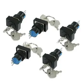 

5pcs AC 250V 3A Panel SPDT 2 Position Keylock 16mm Push Button Switch With 2 Keys 16mm Mounting Hole