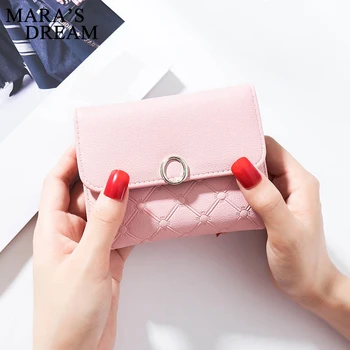 

Mara's Dream 2018 Women Small Wallet Purses Solid Simple Ladies Short Wallets Lady Girls Coin Purses Credit Card Bag Carteira