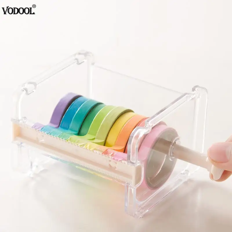 

VODOOL Tape Dispenser Washi Tape Cutter Kawaii Desktop Storage Holder Dispenser Student School Office Supplies Stationery Beige