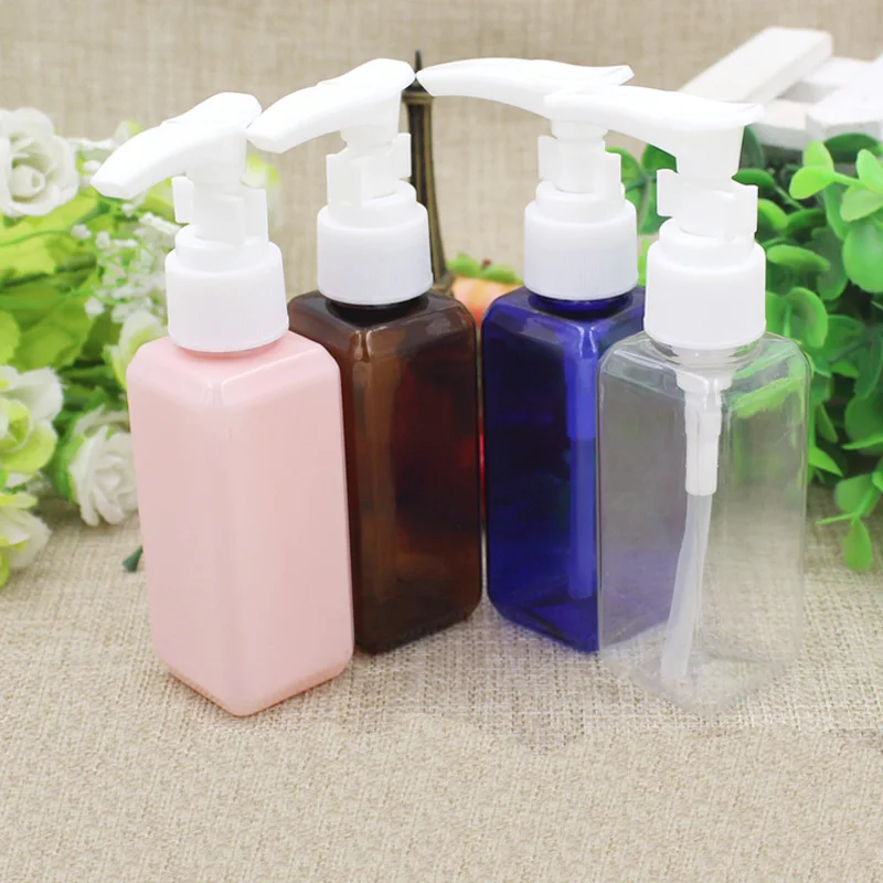 Image 50ml Square Plastic Packaging Bottles Lotion Bottle Press Pump Shampoo Shower Gel Travel Sample Subpackage Empty 10pcs lot