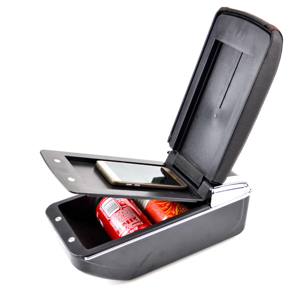 Центральной консоли коробка для хранения кожаный двойной Слои подлокотник Подлокотник для форд фиеста 2009- 2010 2011 2012 2013
