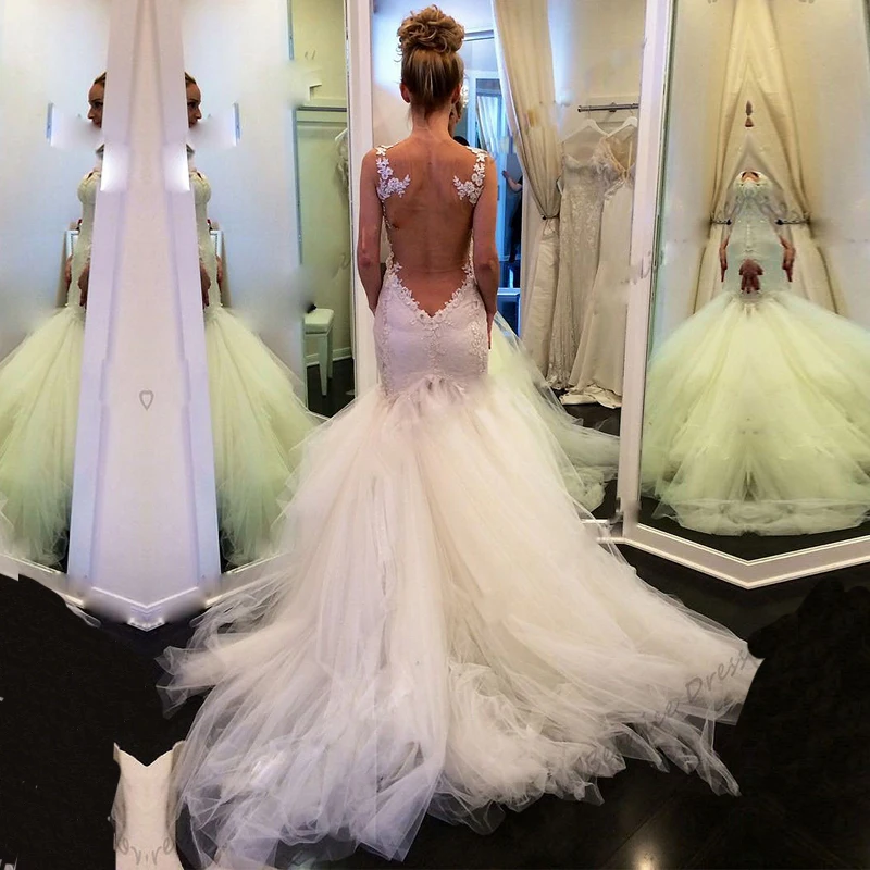 Descuento Caliente Sofuge Sin Mangas Correas Espaguetis De Vintage Vestidos De Boda Sirena De Encaje Sexy Vestidos De Novia Con Espalda Descubierta July 2020