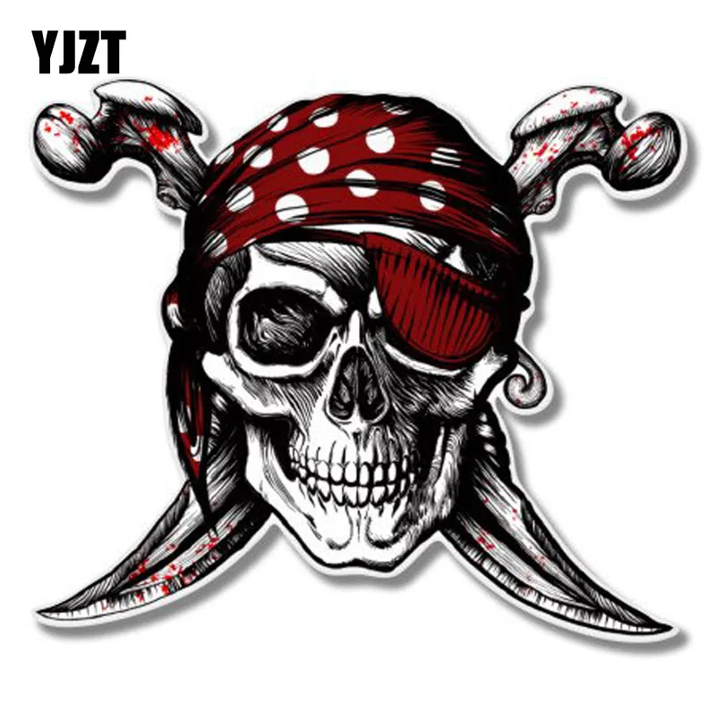 YJZT 12 4x10 7 см персональный пиратский череп Jolly Roger Светоотражающая Автомобильная