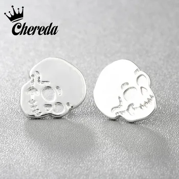 

Chereda Silver Gold Color Stud Earring Unique Fashion Men Male Jewelry Simple Shantou Skeleton Accessories Party Bar Gift