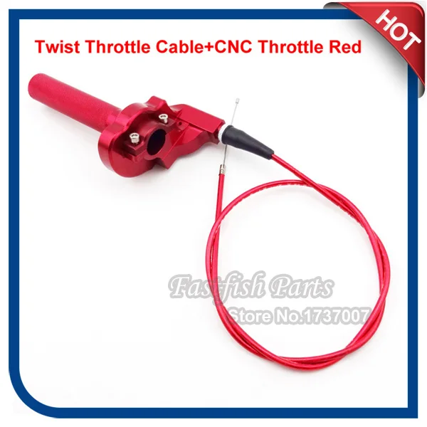 Red CNC Twist Throttle Cable Assembly Pitster YCF GPX SSR Pit Dirt Bike 125cc 