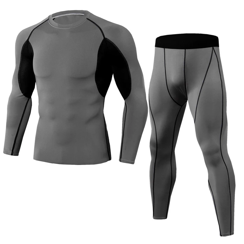 Dark-Grey Мужские спортивные костюмы компрессионные базовый слой мужские Licra Deporte Hombre Мужская спортивная одежда компрессионные новые летние колготки для фитнеса и велоспорта - Цвет: Dark-Grey