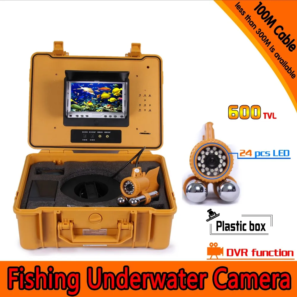 Underwater Fishing Camera Kit with 100Meters Depth Dual Lead Bar & 7Inch Monitor with DVR Built-in & Yellow Hard Plastics Case