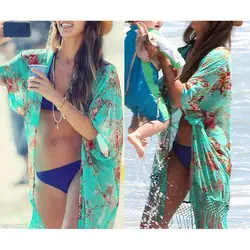 Лето 2016 Для женщин модные пляж прикрыть сексуальный купальный костюм прикрыть кимоно пляжная одежда