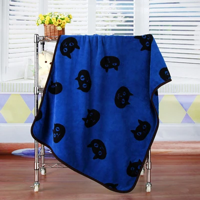 Новинка, Коралловое шерстяное одеяло, одеяло с рисунком кота, покрывало, обертывание, Bebe, обертывание, постельное белье для новорожденных малышей, одеяло 70x100 см - Цвет: Blue
