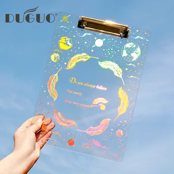 

DUGUO stationery dream starry sky acrylic bronzing plate folder A4 folder writing board kawaii folder office / school supplies