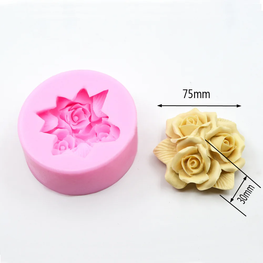 3D Розовая форма большая силиконовая форма «Роза» инструменты для украшения торта Sugarcraft свадебный цветок сахарная свеча Мыло Плесень ручной работы инструменты - Цвет: S