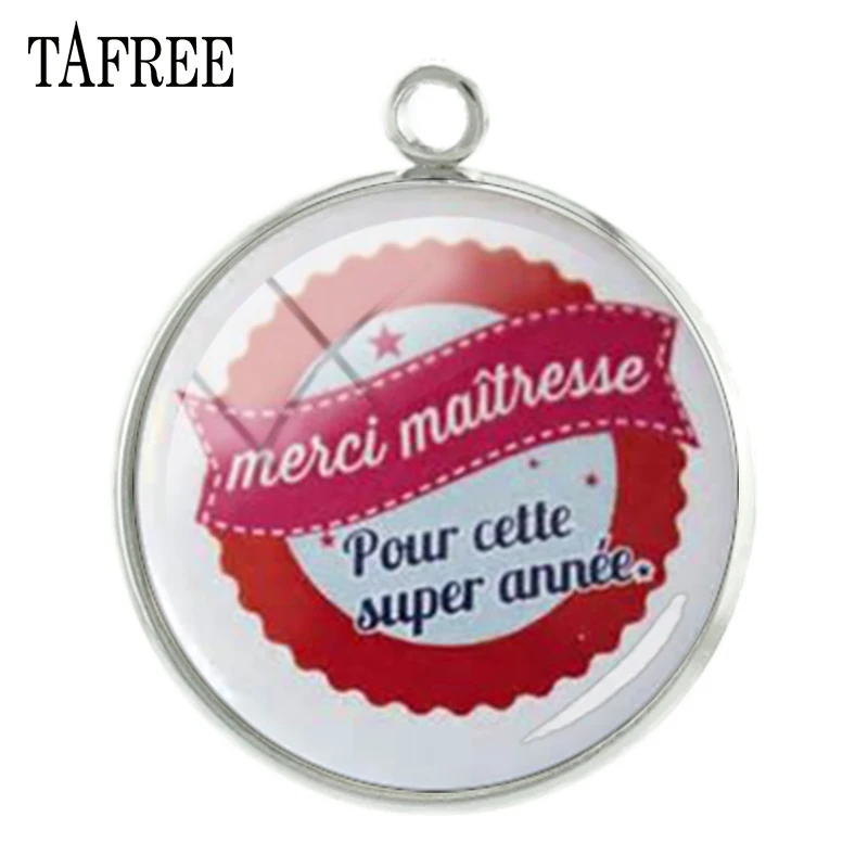 

TAFREE Thank You Teacher Badge Picture Cabochon Dome Charms Hot Selling Pendant Jewelry CT321