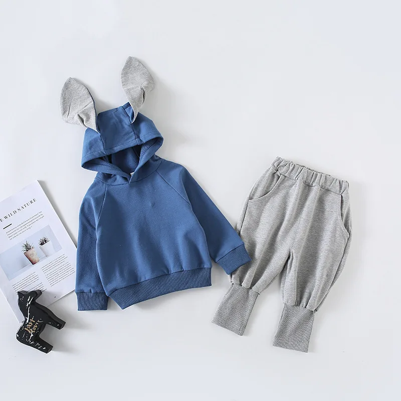

2019 Children Spring Clothing Sets Rabbit Ears Sweatshirt Haren Pants 2pcs Unisex Baby Girls Boys Outfits Kids Casual Suits