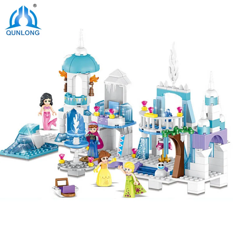 

Qunlong 4 in 1 Princess Mermaid Elsa Anna Ice Castle Building Blocks Sets Kids Toys Friends For Girl Gifts