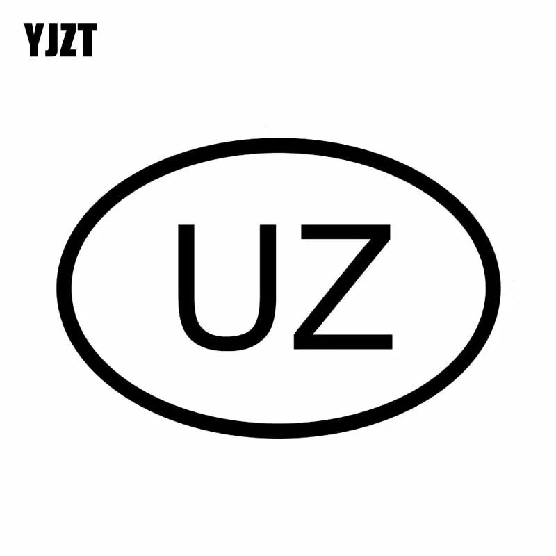

YJZT 13.3CM*9CM UZ UZBEKISTAN COUNTRY CODE OVAL VINYL DECAL CAR STICKER Black Silver C10-01236