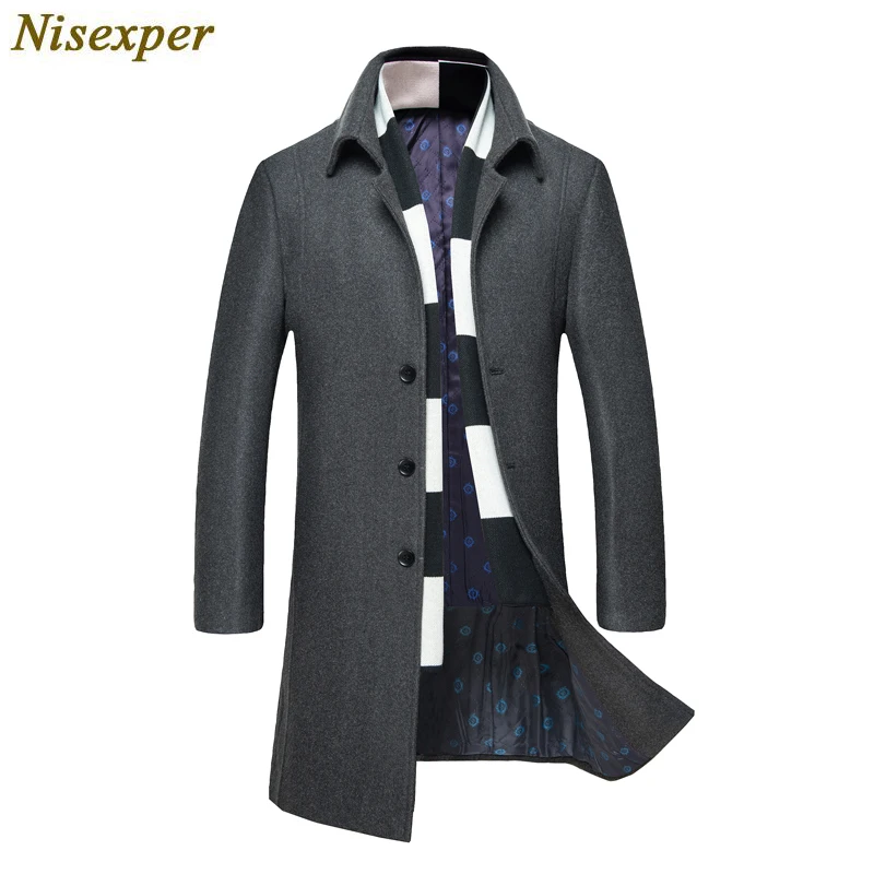 High Quality New Winter Jacket Men Wool Coat Fashion Men Overcoat Solid Men Winter Long Thick Stand Collar Casual Jackets