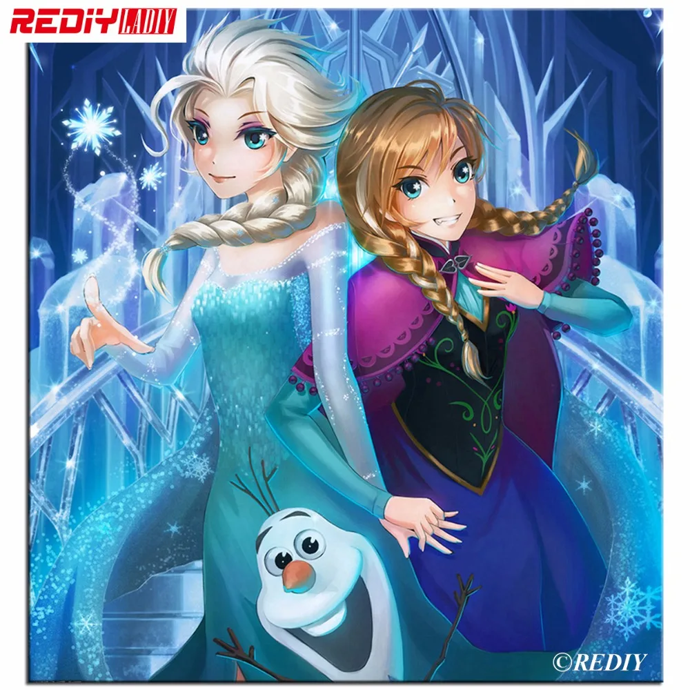 

Crystals Picture Of Rhinestones DMC ROUND Beading Pattern Diamond Embroidery Carton Snow Queen Bead Embroidery Mosaic Painting