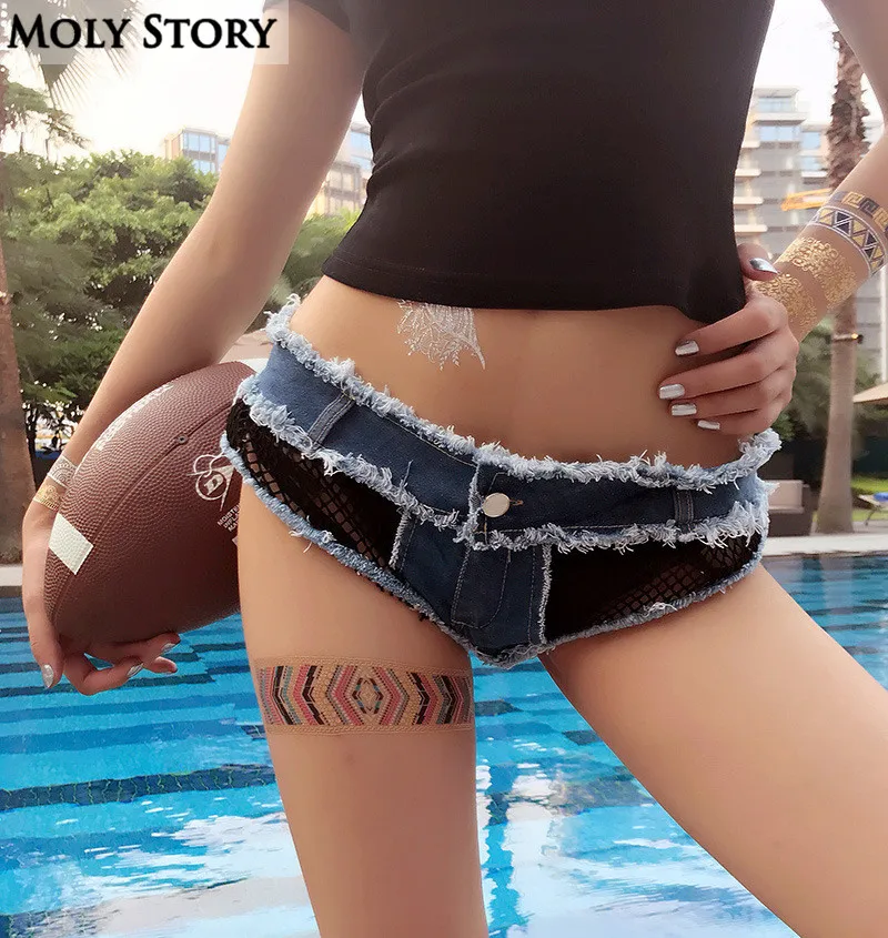 Summer Holiday Beach Mini Shorts Women Howllow Out Mesh Sexy Low Waist
