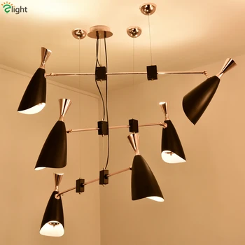 

6 Light W115 H180cm Delightful Duke Villa Rotatable Plated Led Pendant Chandelier American Loft Speaker Aluminium DIY Chandelier