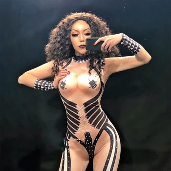 

Sparkly Rhinestones Sexy Jumpsuit Nightclub Birthday Party Bodysuit Performance Celebration Dancer Singer Stage Wear Costume DJ