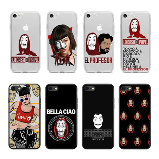 Us 101 28 Offspain Tv La Casa De Papel Case Dinheiro Assalto Phone Soft Silicone Tpu Cover Case Coque For Iphone X 4 5 6 7 8 Plus Money Heist In